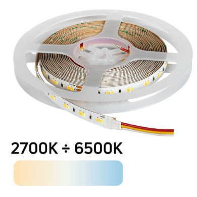 Proff. LED Bånd/Strips, CCT, 18 W/m, 2700 til 6500K, 24V DC, 120 Led/m, IP20, SMD2835