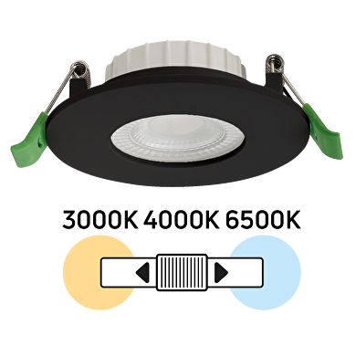 LED downlight for building-in, dimmable, black, 6W, 3000K/4000K/6500K, 220-240V AC, IP44