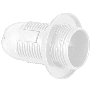 Plastic lamp socket E14, fully-threaded, white, 50 pcs. in a package