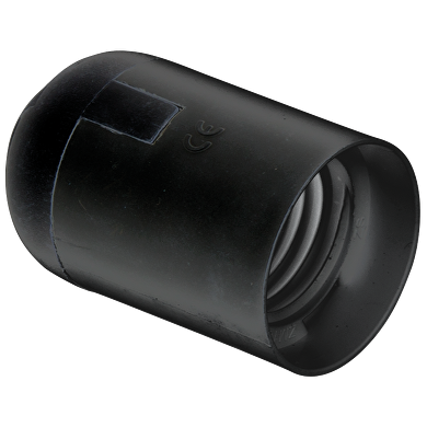 Plastic lamp socket E27, smooth, black, 50 pcs. in a package