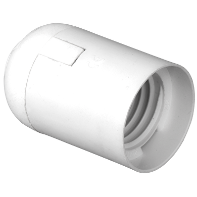 Plastic lamp socket E27, smooth, white, 50 pcs. in a package