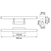 LED BAD/GALLERI LAMPE, 14W, 4200K, KROM, IP44