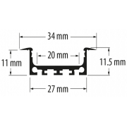 Aluminium profile for LED flexible strip for building-in, wide, shallow, 2m